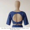 Navy Blue Drop Neck Blouse  Readymade Designer Saree Blouse (Back Open)