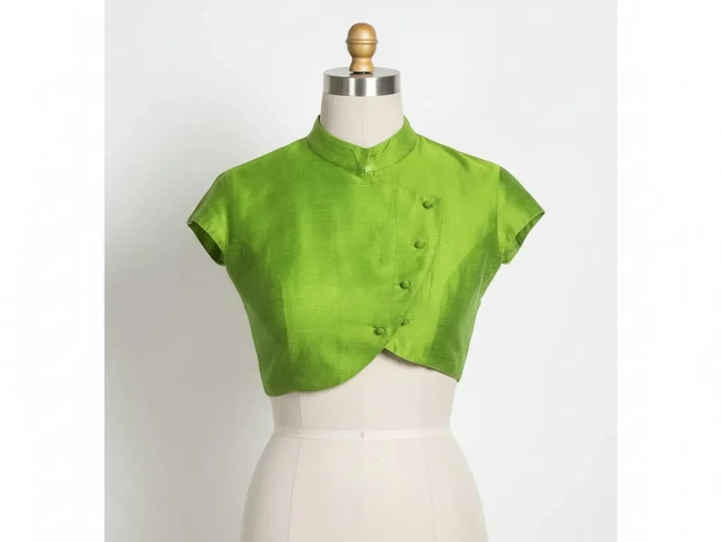 Latest Angrakha High Neck Silk Blouse - Affordable Party Wear