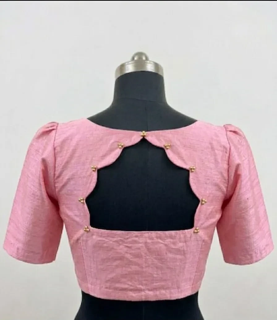Premium Raw Silk Designer Blouse – Exquisite Scalloped Back – Handcrafted Ethnic Wear