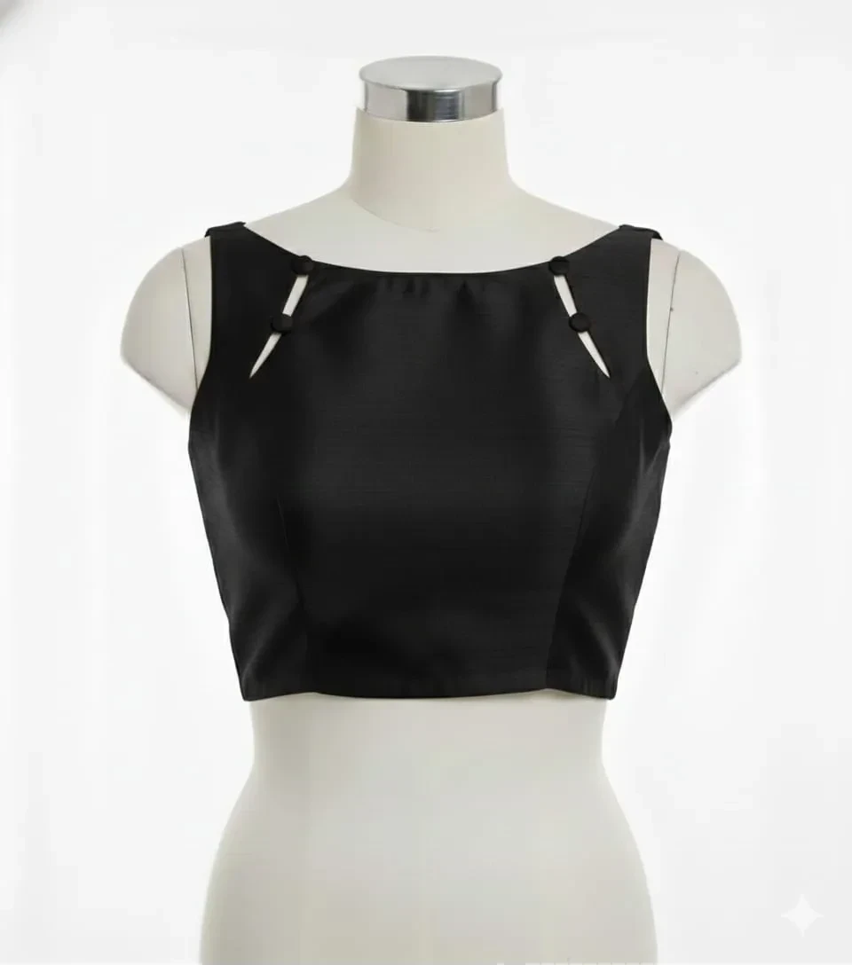 Elegant Silk Boat Neck Blouse - Custom Tailored Party Wear Designs