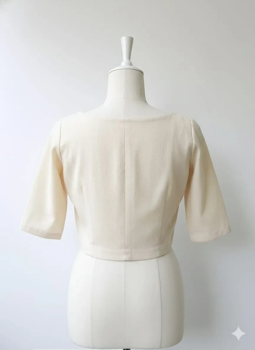 Designer Silk Round Neck Blouse with Elegant Frills – Custom Made  Budget-Friendly