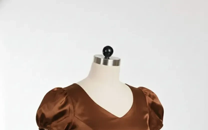 Coffee Brown Puff Sleeve Saree Blouse  Ready to Wear High Neck Designer Blouse for Women