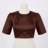 Classic Round Neck Blouse with Puff Sleeves