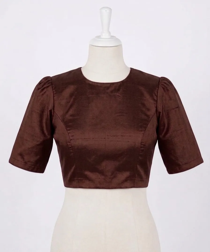 Classic Round Neck Blouse with Puff Sleeves