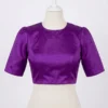Classic Round Neck Blouse with Puff Sleeves - Image 2