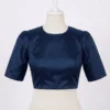 Classic Round Neck Blouse with Puff Sleeves - Image 3