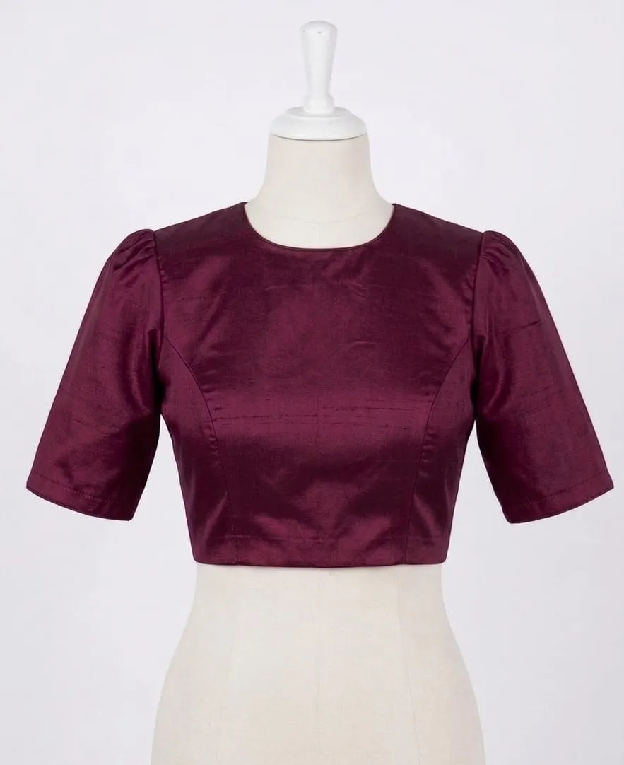 Classic Round Neck Blouse with Puff Sleeves - Image 4