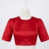 Classic Round Neck Blouse with Puff Sleeves - Image 5