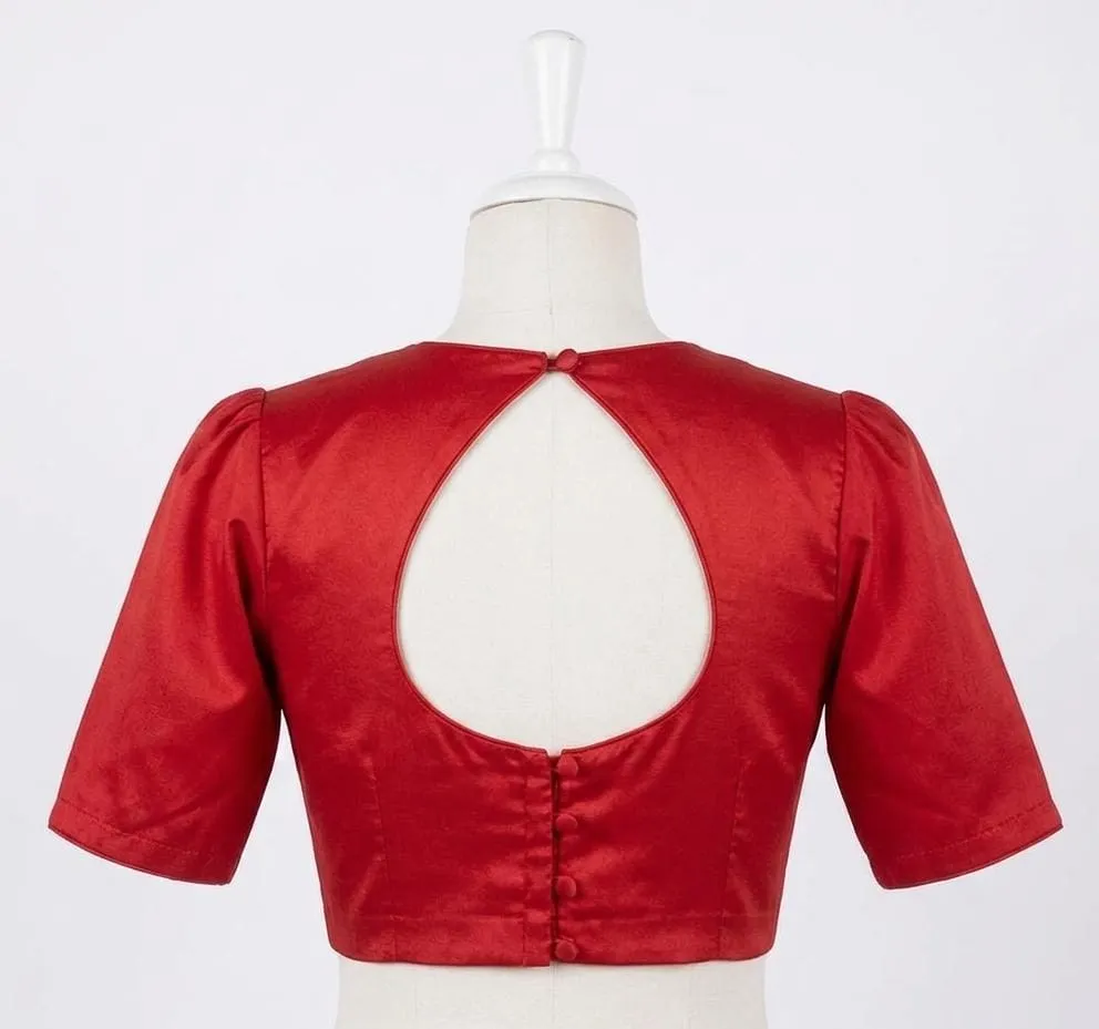 Classic Round Neck Blouse with Puff Sleeves - Image 6