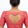 Designer Heart-Cutout Back Blouse with Bow Sleeve Detailing - Image 3