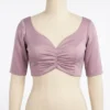 Mauve Satin Ruched Sweetheart Neck Blouse - Back Zip Designer Saree Blouse