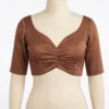 Mauve Satin Ruched Sweetheart Neck Blouse - Back Zip Designer Saree Blouse - Image 6