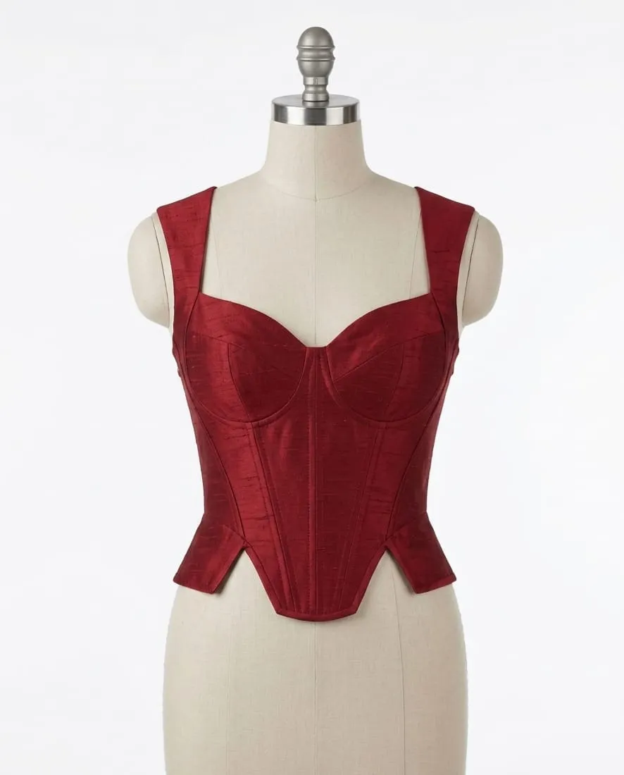 Sleeveless Raw Silk Corset Blouse - Designer Ethnic Saree Top