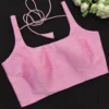Baby Pink Raw Silk Sleeveless Saree Blouse | Scoop Neck Designer Party Wear Blouse with Back Tie