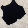 Black Button-Down Saree Blouse | Trendy Sleeveless Designer Vest Blouse