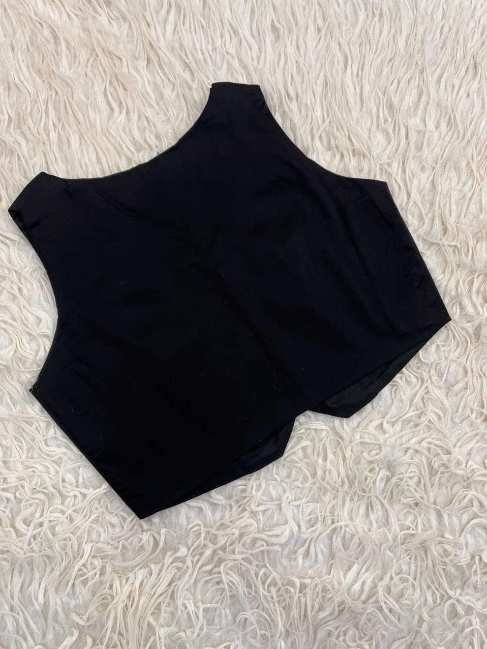 Black Button-Down Saree Blouse | Trendy Sleeveless Designer Vest Blouse
