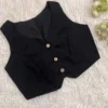 Black Button-Down Saree Blouse | Trendy Sleeveless Designer Vest Blouse - Image 2