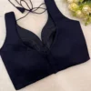 Black Padded Saree Blouse | Deep V-Neck Readymade Blouse - Image 4