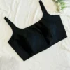 Black Raw Silk Sleeveless Saree Blouse | Designer Scoop Neck Party Wear Blouse for Women - Image 2