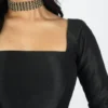 Black/Maroon Square Neck Saree Blouse | Full Sleeve Silk Choli