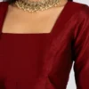 Black/Maroon Square Neck Saree Blouse | Full Sleeve Silk Choli - Image 2