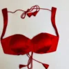 Chic Crimson Red Designer Blouse | Modern Back-Tie Corset Top for Saree & Lehenga - Image 3