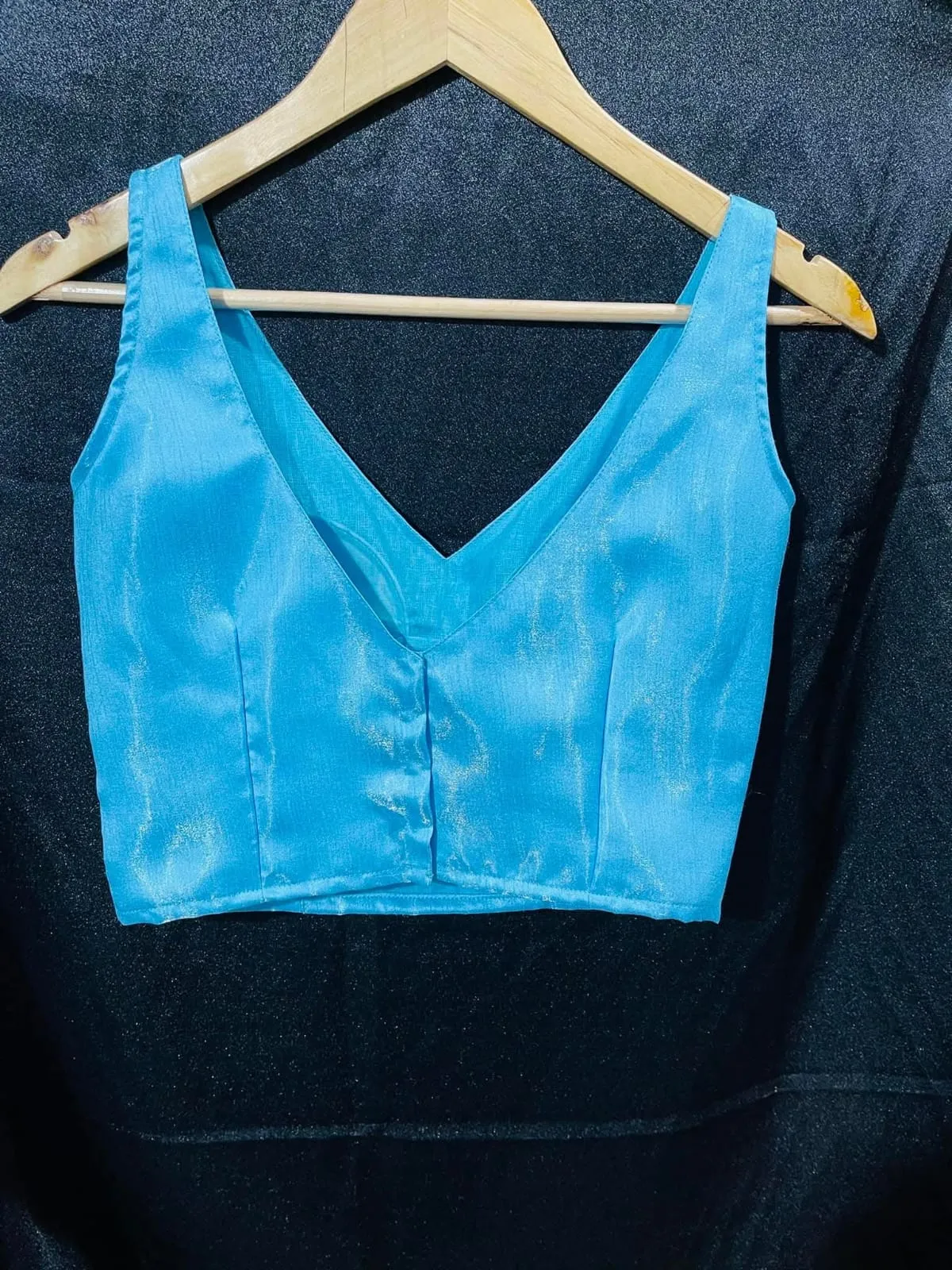 Chic Sky Blue Designer Blouse – Versatile Ready-to-Wear Silk Blouse for Sarees