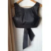 Chic Solid Black Raw Silk Tie-Up Blouse | Versatile Ethnic Crop Top for Saree & Lehenga