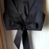 Chic Solid Black Raw Silk Tie-Up Blouse | Versatile Ethnic Crop Top for Saree & Lehenga - Image 2