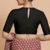Classic Black Silk Blouse for Saree | Party Wear Ethnic Top with Back Keyhole