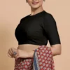 Classic Black Silk Blouse for Saree | Party Wear Ethnic Top with Back Keyhole - Image 3