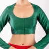 Classic Plain Green Silk Blouse | Elegant Ethnic Wear for Sarees