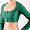 Classic Plain Green Silk Blouse | Elegant Ethnic Wear for Sarees - Image 2