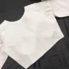 Classic White Raw Silk Blouse – Premium Readymade Saree Blouse with Elbow Sleeves - Image 3