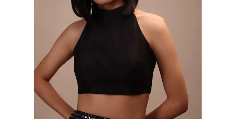 Contemporary Black Sleeveless Blouse with Back Zipper | Ready-to-Wear Premium Ethnic Top