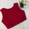 Crimson Red Raw Silk Sleeveless Blouse – Premium Readymade Saree Blouse