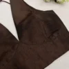 Dark Brown Silk Saree Blouse | Deep V-Neck Readymade Blouse - Image 2
