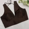 Dark Brown Silk Saree Blouse | Deep V-Neck Readymade Blouse - Image 3