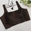 Dark Brown Silk Saree Blouse | Sleeveless Square Neck Readymade Blouse