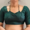 Dark Green Designer Saree Blouse | Readymade Back Tie-Up Ethnic Choli