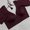 Deep Maroon Silk Saree Blouse | Padded V-Neck Readymade Blouse