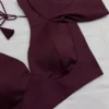 Deep Maroon Silk Saree Blouse | Padded V-Neck Readymade Blouse - Image 2