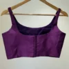 Deep Purple Raw Silk Saree Blouse | Sleeveless Square Neck Readymade Blouse - Image 3