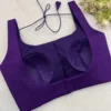 Deep Purple Raw Silk Sleeveless Saree Blouse | Square Neck Designer Party Wear Blouse for Women with Back Tie - Image 2