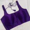 Deep Purple Silk Saree Blouse | Sleeveless Square Neck Readymade Blouse
