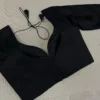 Designer Black Silk Saree Blouse - Festive Ethnic Collection with Back Tie - Image 3