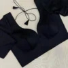 Designer Black Silk Saree Blouse - Festive Ethnic Collection with Back Tie - Image 4