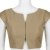 Designer Cotton Front Open Jacket-Style Saree Blouse | Padded Readymade Crop Top - Image 2