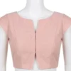 Designer Cotton Front Open Jacket-Style Saree Blouse | Padded Readymade Crop Top - Image 3