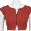 Designer Cotton Front Open Jacket-Style Saree Blouse | Padded Readymade Crop Top - Image 4